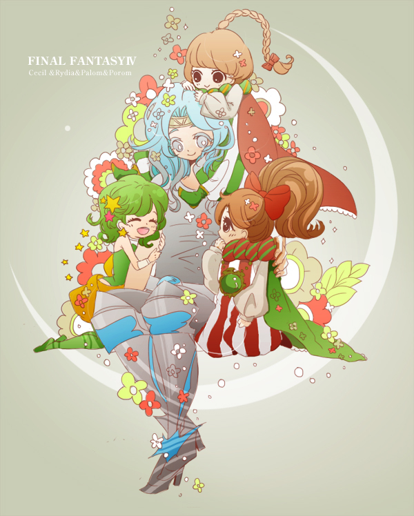 rydia, paladin, cecil harvey, porom, and palom (final fantasy and 1 more) drawn by kohashitokorinako