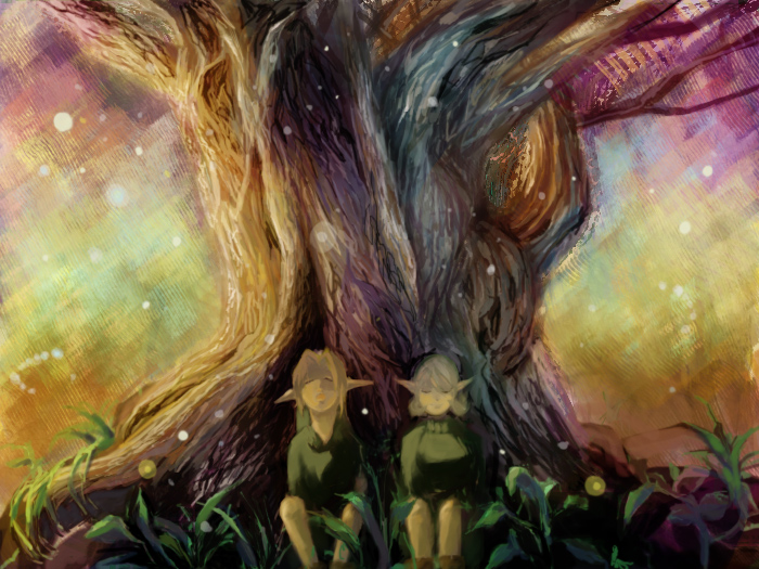 link and saria (the legend of zelda and 1 more) drawn by pupupiru