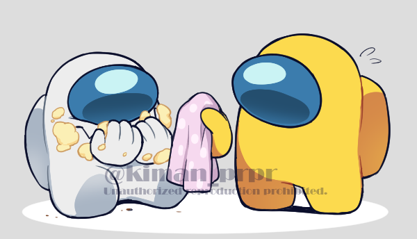 crewmate, yellow, white, and impostor (among us) drawn by kiman