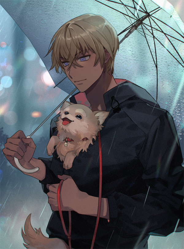 amuro tooru and haro (meitantei conan) drawn by kanamura_ren