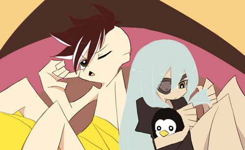 fudou akio and sakuma jirou (panty & stocking with garterbelt and 1 more) drawn by aki_(645451622)