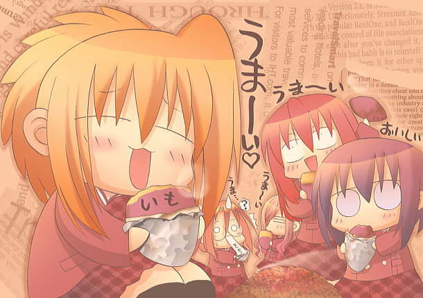 kawazoe tamaki, chiba kirino, kuwahara sayako, miyazaki miyako, and azuma satori (bamboo blade) drawn by igarashi_aguri