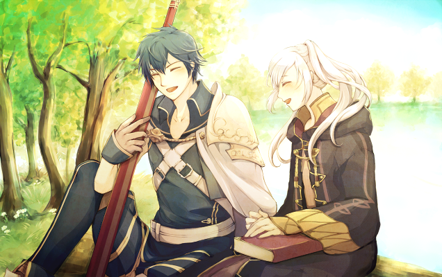 female robin and chrom (fire emblem and 1 more) drawn by fukune