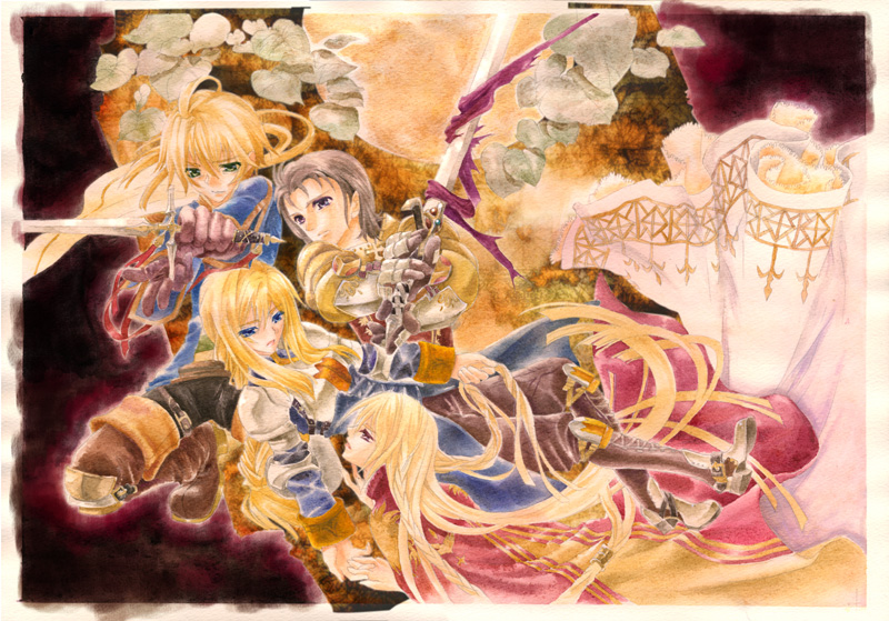agrias oaks, ramza beoulve, ovelia atkascha, and delita heiral (final fantasy and 1 more) drawn by tooka