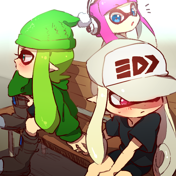 inkling player character and inkling girl (splatoon and 1 more) drawn by ukata