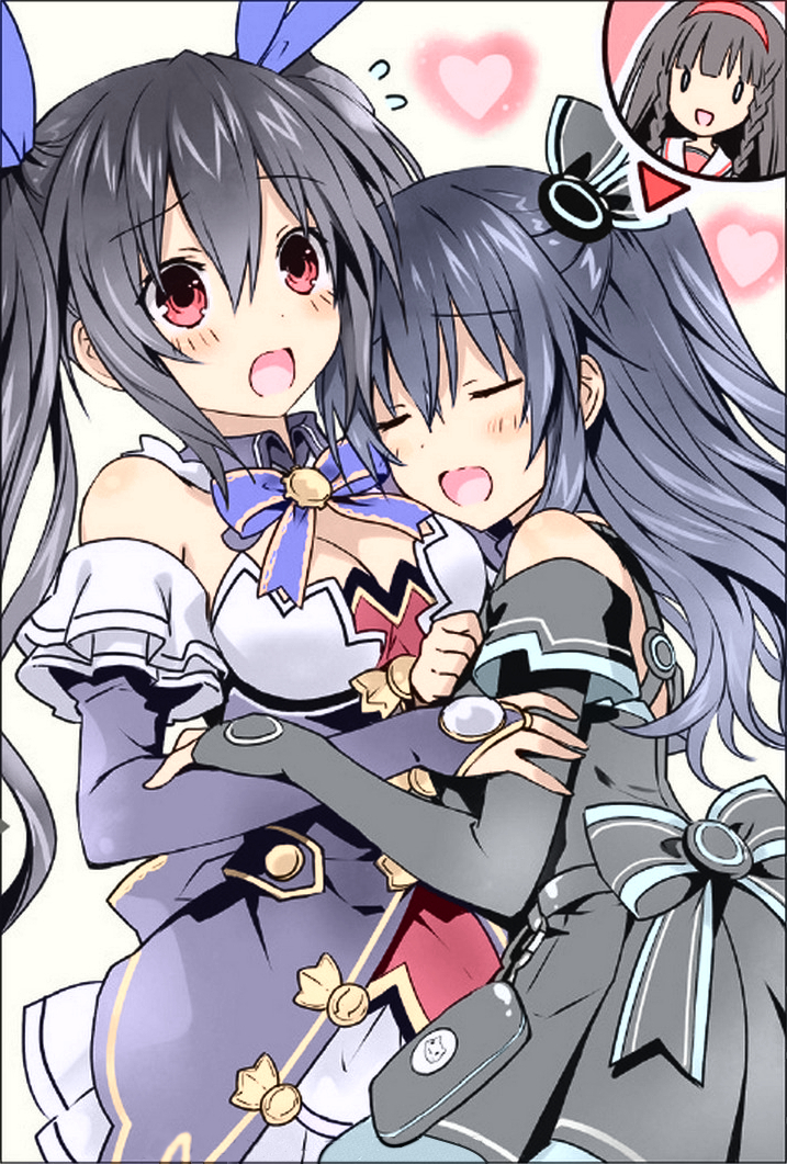 noire, uni, and k-sha (neptune and 1 more) drawn by tsunako