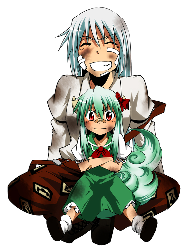 fujiwara no mokou, kamishirasawa keine, and ex-keine (touhou) drawn by makoto_jon