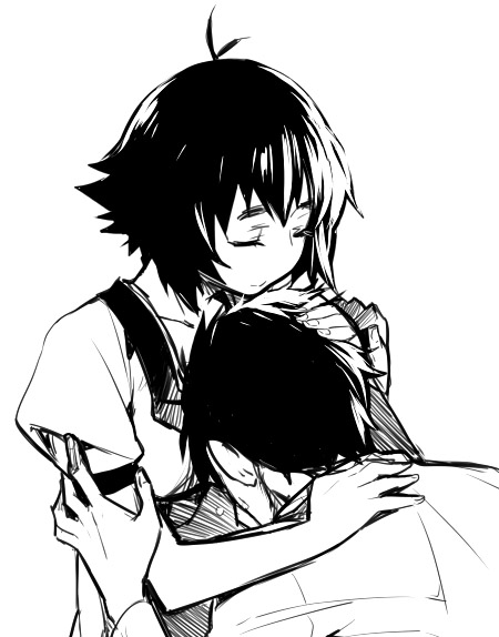 okabe rintarou and shiina mayuri (steins;gate) drawn by misti