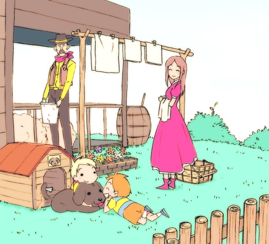 lucas, claus, boney, hinawa, and flint (mother and 1 more) drawn by sasa_(:disposition)