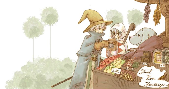 ayanami rei, nagisa kaworu, white mage, and black mage (final fantasy and 2 more) drawn by lrk