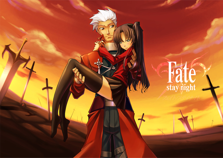 tohsaka rin and archer (fate and 1 more) drawn by knightzzz