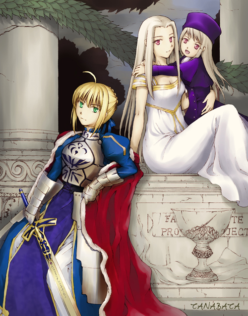 artoria pendragon, saber, illyasviel von einzbern, and irisviel von einzbern (fate and 1 more) drawn by kenen_tanabata