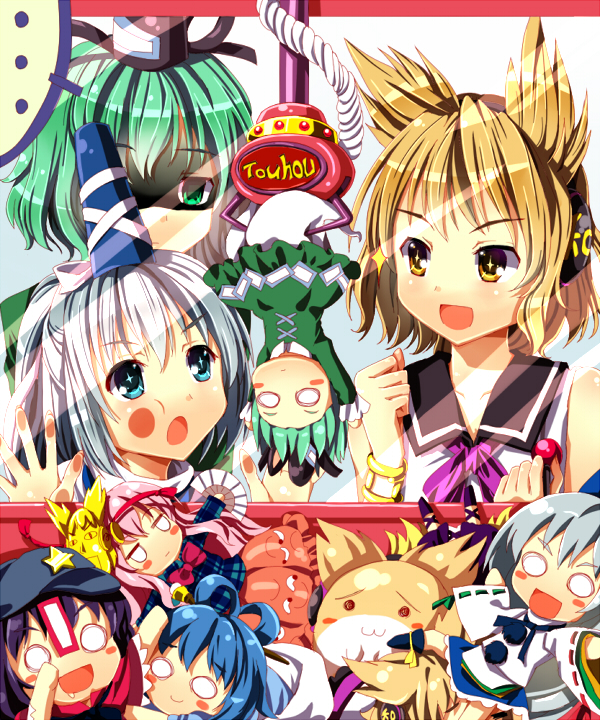 hijiri byakuren, toyosatomimi no miko, mononobe no futo, kaku seiga, hata no kokoro, and 2 more (touhou) drawn by cnm