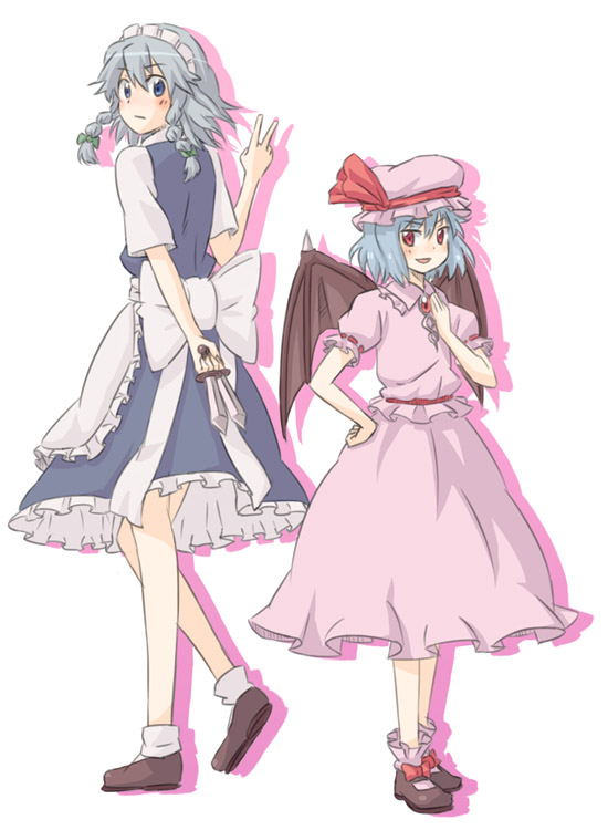 remilia scarlet and izayoi sakuya (touhou) drawn by kannari