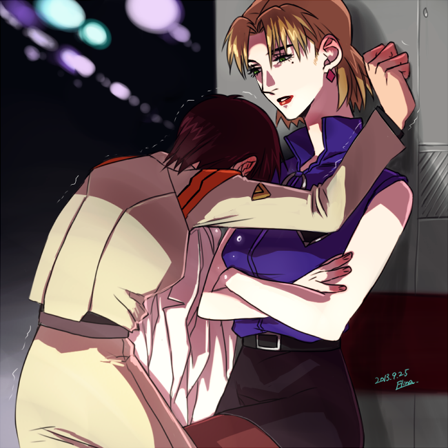 akagi ritsuko and ibuki maya (neon genesis evangelion) drawn by elina_kuroe_no_daarin