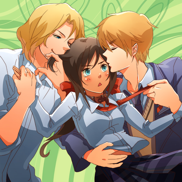 united kingdom, france, and seychelles (axis powers hetalia) drawn by oba-min