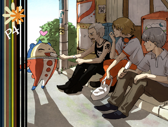 narukami yu, hanamura yousuke, tatsumi kanji, and kuma (persona and 1 more) drawn by yoshi_92
