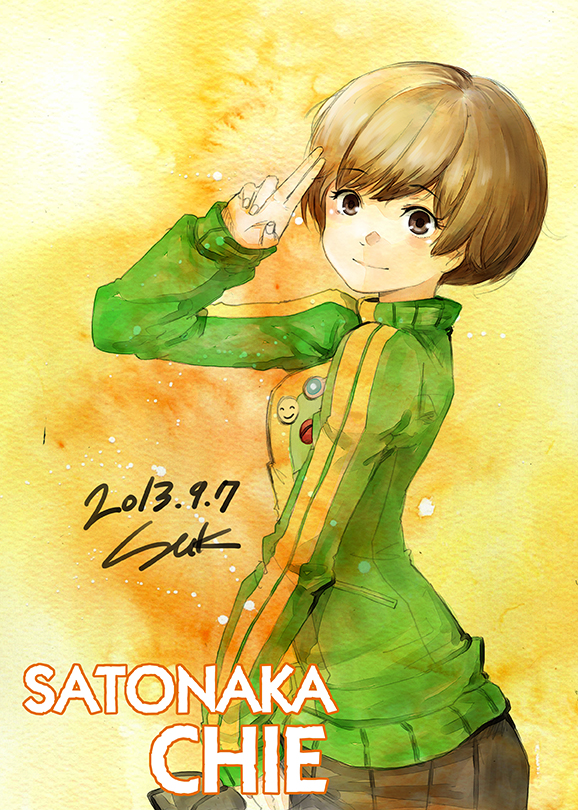 satonaka chie (persona and 1 more) drawn by seok