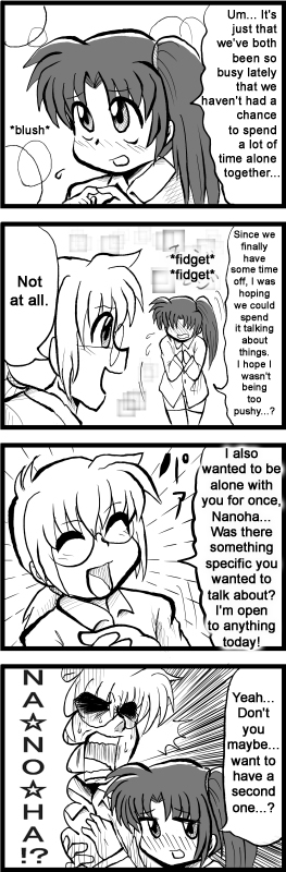 takamachi nanoha and yuuno scrya (lyrical nanoha and 1 more) drawn by enokuma_uuta