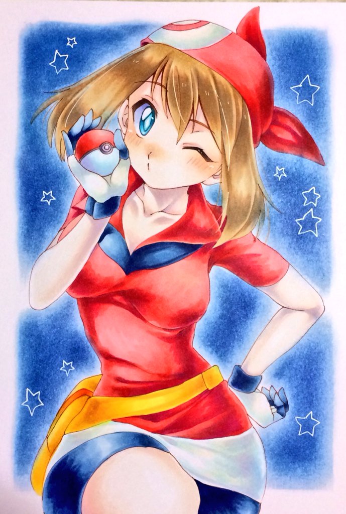 may (pokemon and 1 more) drawn by hachi78b