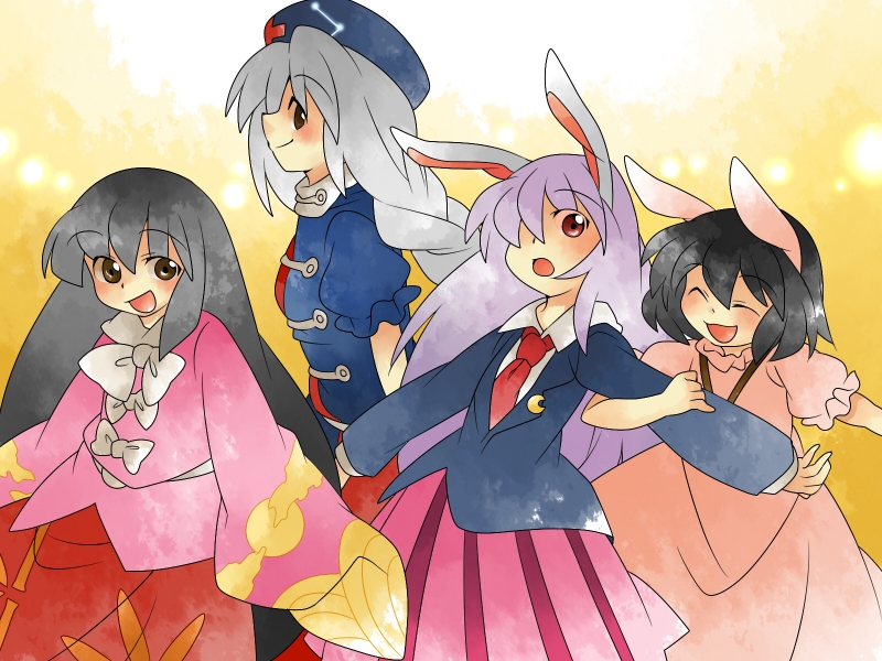 reisen udongein inaba, houraisan kaguya, inaba tewi, and yagokoro eirin (touhou) drawn by hammer_(sunset_beach)