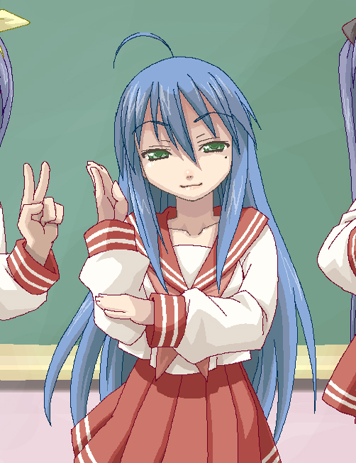 hiiragi kagami, izumi konata, and hiiragi tsukasa (lucky star) drawn by haganemaru_kennosuke