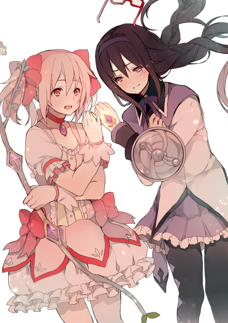 akemi homura and kaname madoka (mahou shoujo madoka magica) drawn by tokio_neo