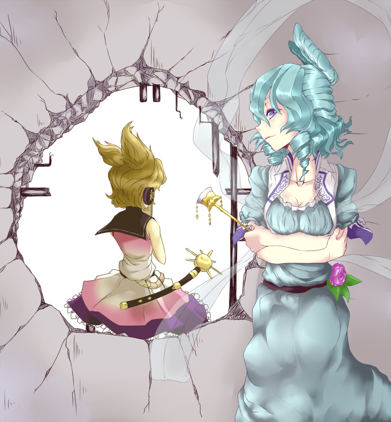 toyosatomimi no miko and kaku seiga (touhou) drawn by shika_miso