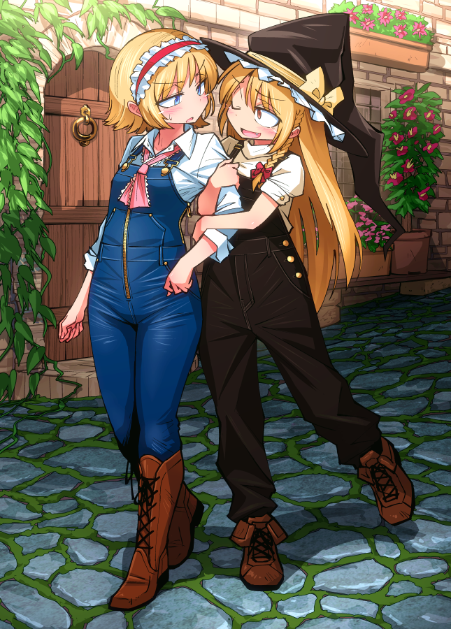 kirisame marisa and alice margatroid (touhou) drawn by shimizu_pem