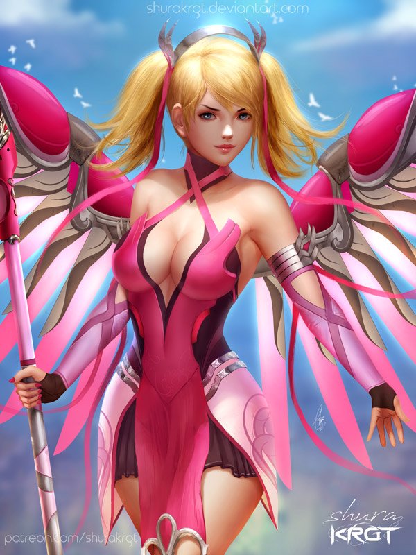 mercy and pink mercy (overwatch and 1 more) drawn by shurakrgt