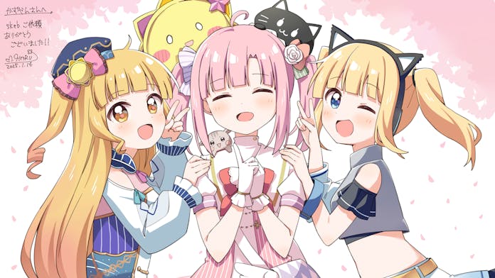 luchina, hoshimiya urana, and momone yunori (indie virtual youtuber and 1 more) drawn by haru_(konomi_150)