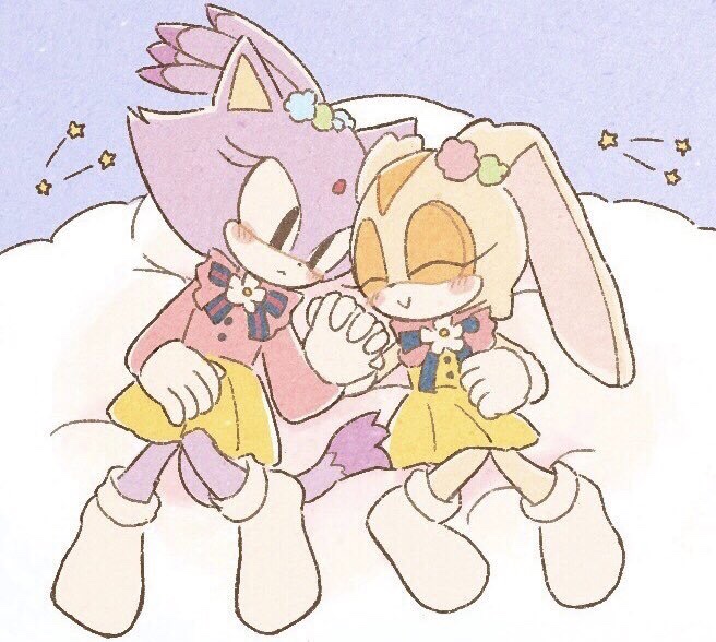 blaze the cat and cream the rabbit (sonic) drawn by buke-baisen