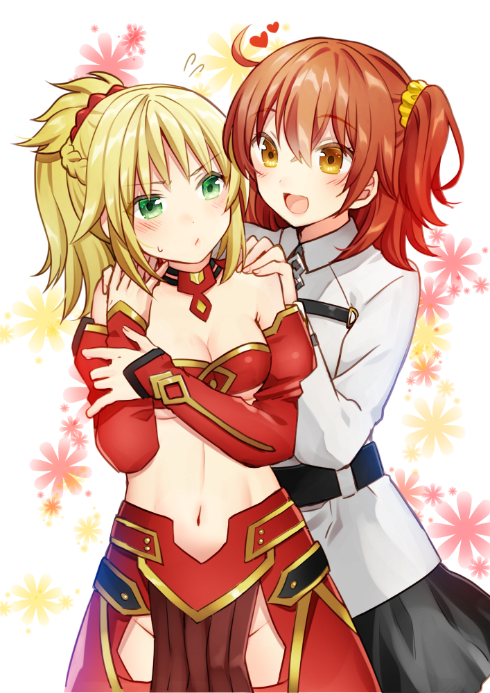 fujimaru ritsuka and mordred (fate and 2 more) drawn by kurata_rine