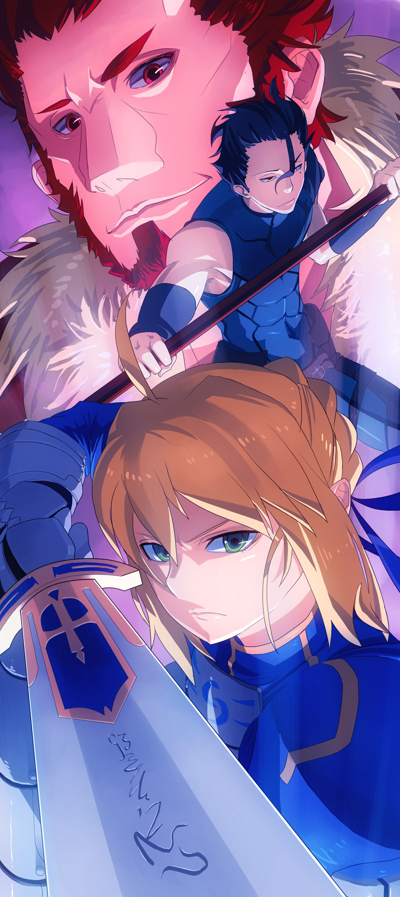 artoria pendragon, saber, iskandar, and diarmuid ua duibhne (fate and 1 more) drawn by cocomeen