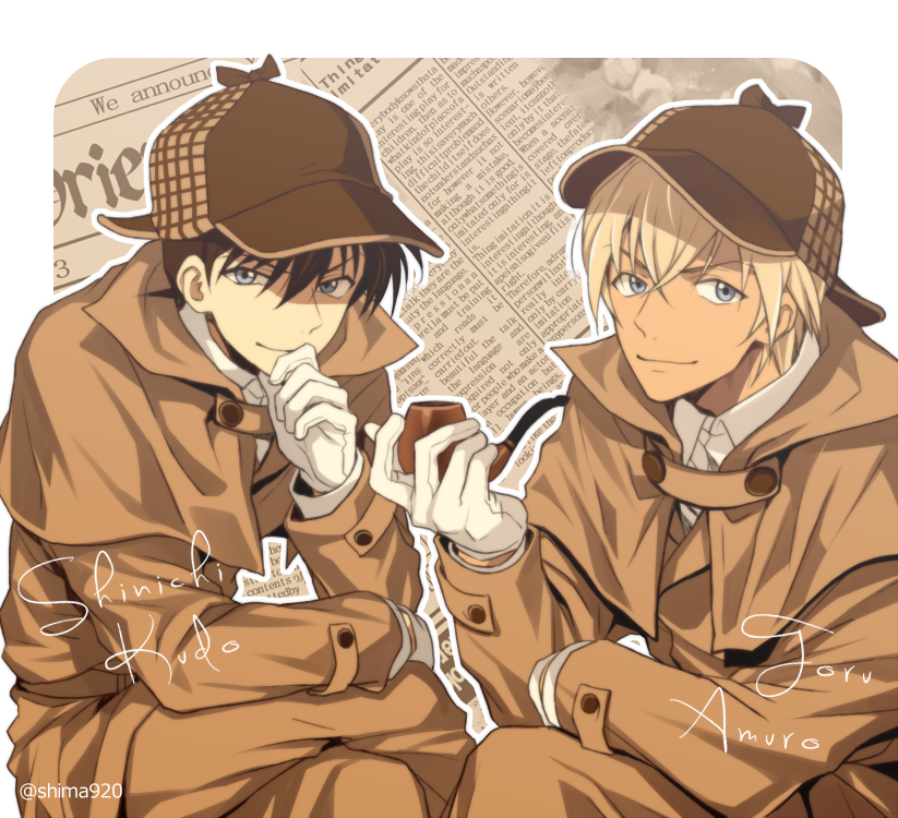amuro tooru and kudou shin'ichi (meitantei conan) drawn by mashima_shima