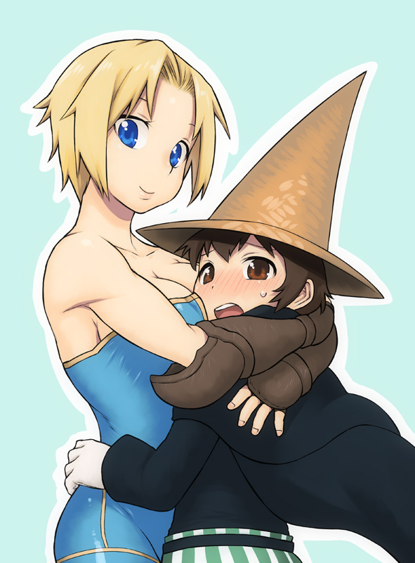 monk and black mage (final fantasy and 1 more) drawn by tsukudani_(coke-buta)