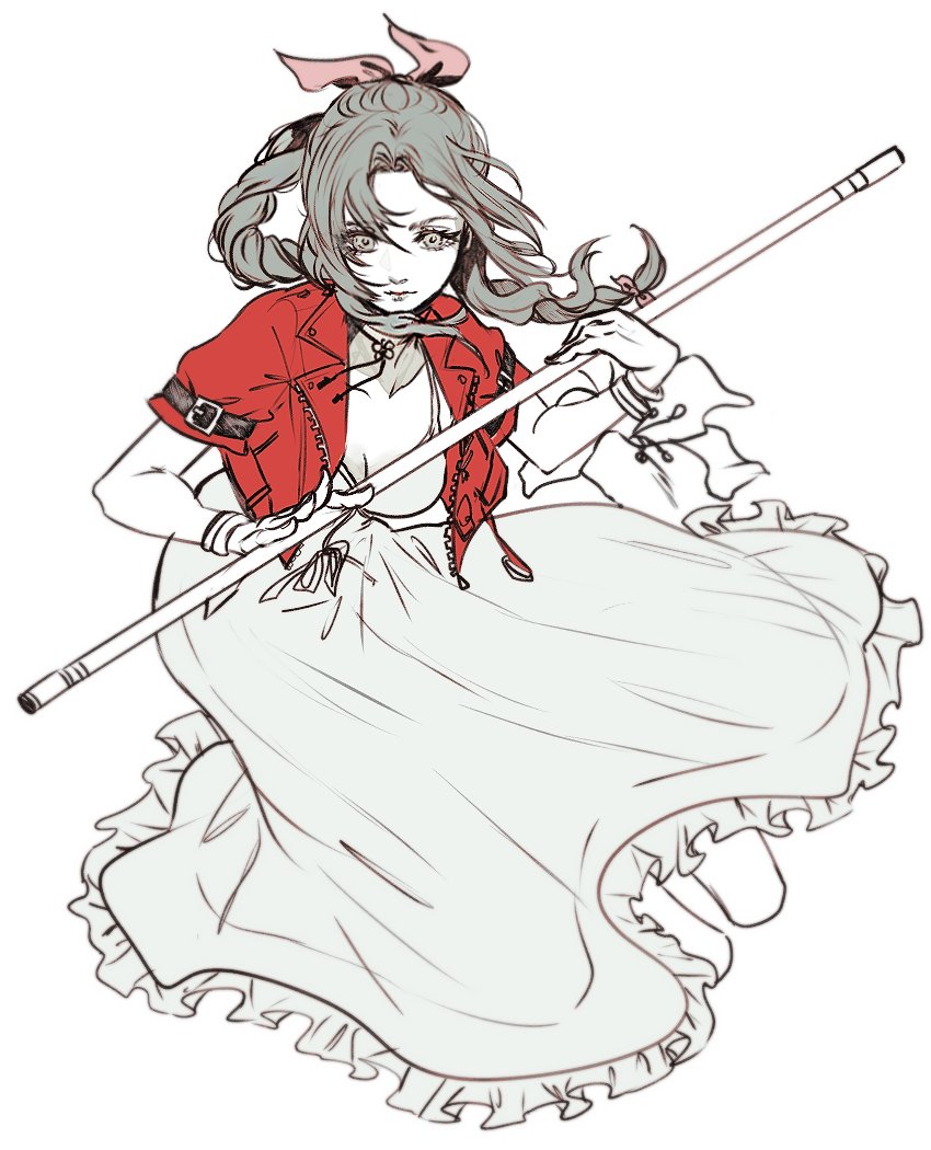aerith gainsborough (final fantasy and 2 more) drawn by sera_(serappi)