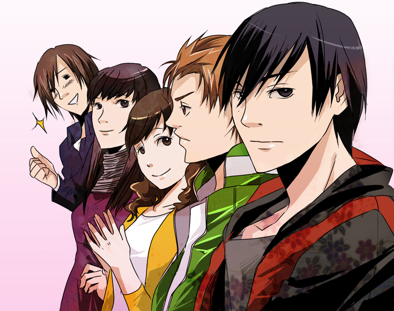hanaori kotoha, shiraishi mako, shiba takeru, tani chiaki, and ikenami ryuunosuke (super sentai and 1 more) drawn by kazuki_(kazu-king)