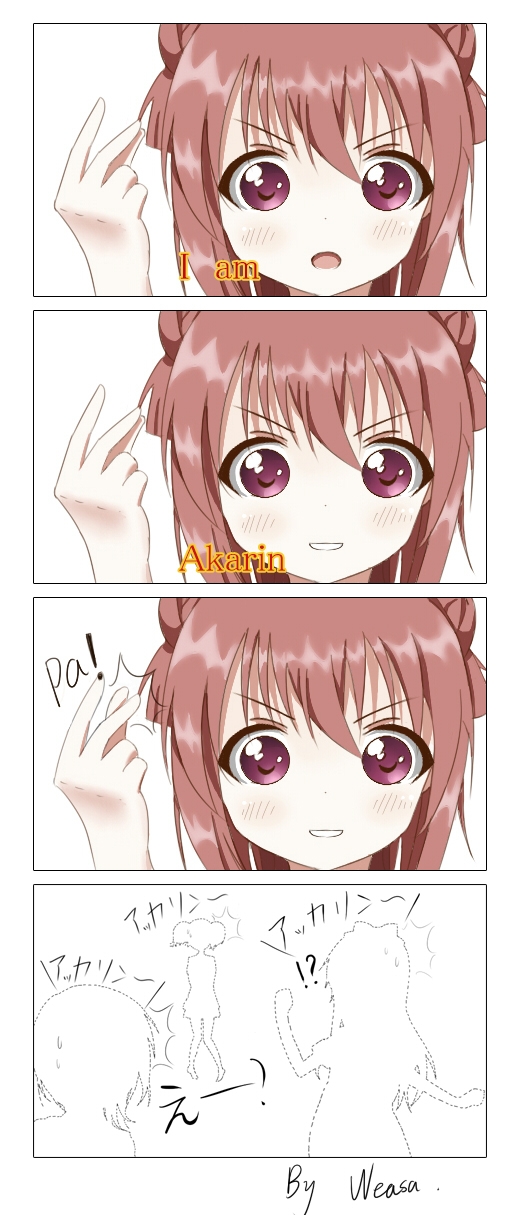 toshinou kyouko, akaza akari, funami yui, yoshikawa chinatsu, and thanos (marvel and 4 more) drawn by weasa
