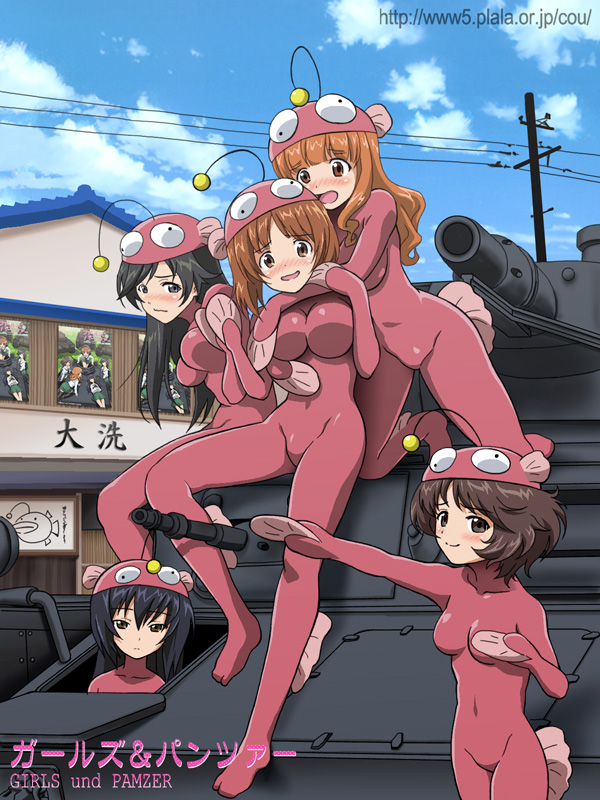 nishizumi miho, akiyama yukari, takebe saori, reizei mako, and isuzu hana (girls und panzer) drawn by nolia