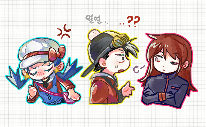 ethan, silver, and kris (pokemon and 1 more) drawn by kong_(6ki3ki)