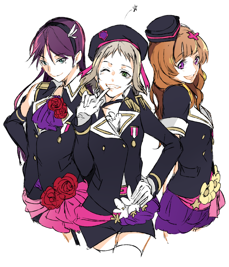kira tsubasa, yuki anju, and todo erena (love live! and 1 more) drawn by sofy
