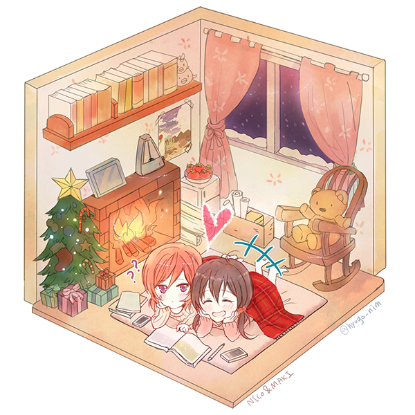 nishikino maki and yazawa nico (love live! and 1 more) drawn by hyugo