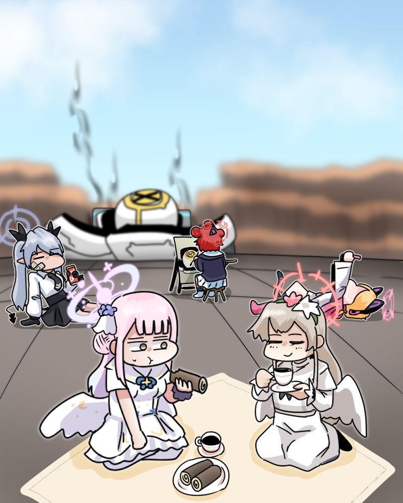 mika, momoi, iori, nagisa, maki, and 1 more (blue archive) drawn by c/h