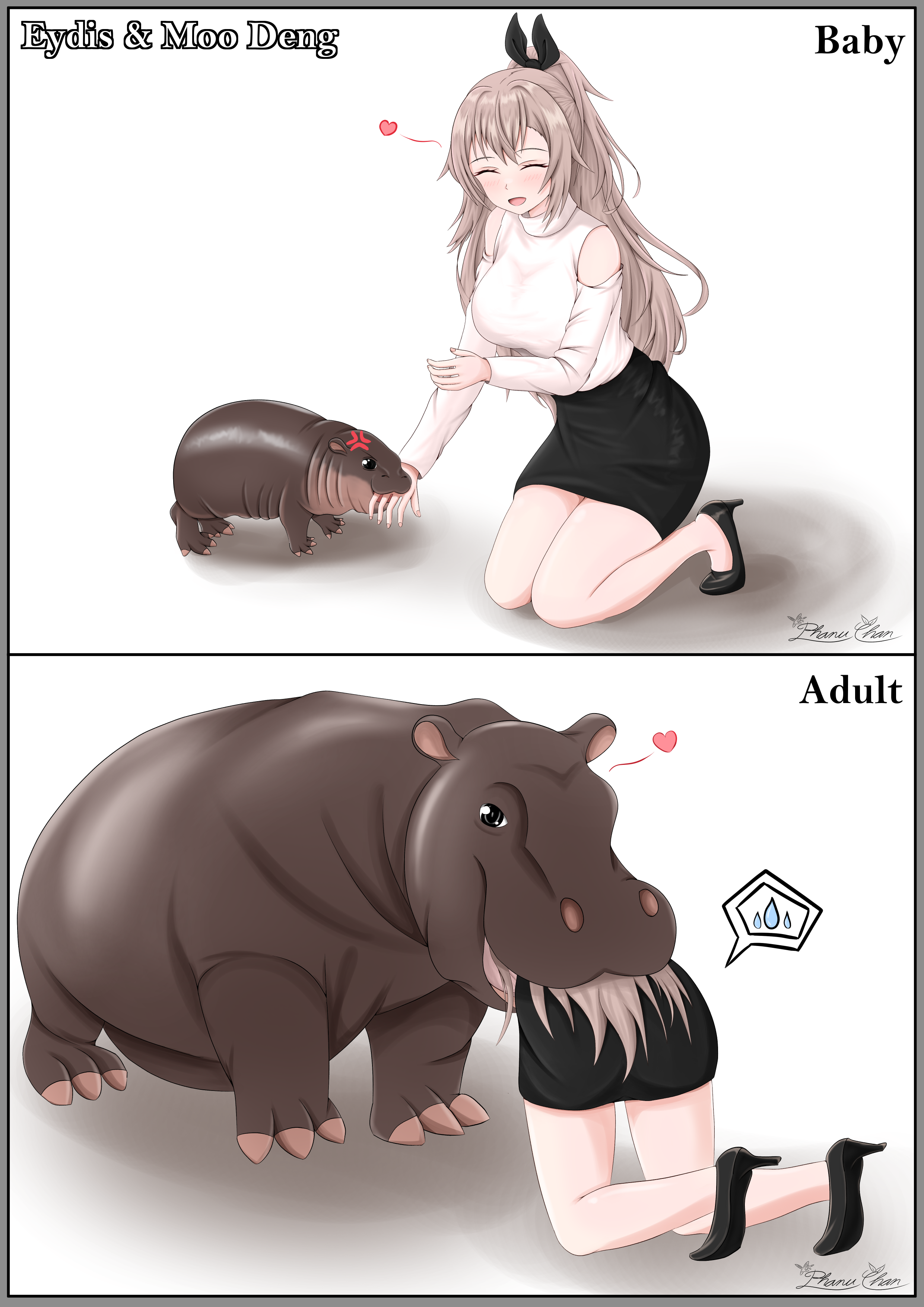 moo deng and eydis (sword art online and 3 more) drawn by phanuchan |  Danbooru
