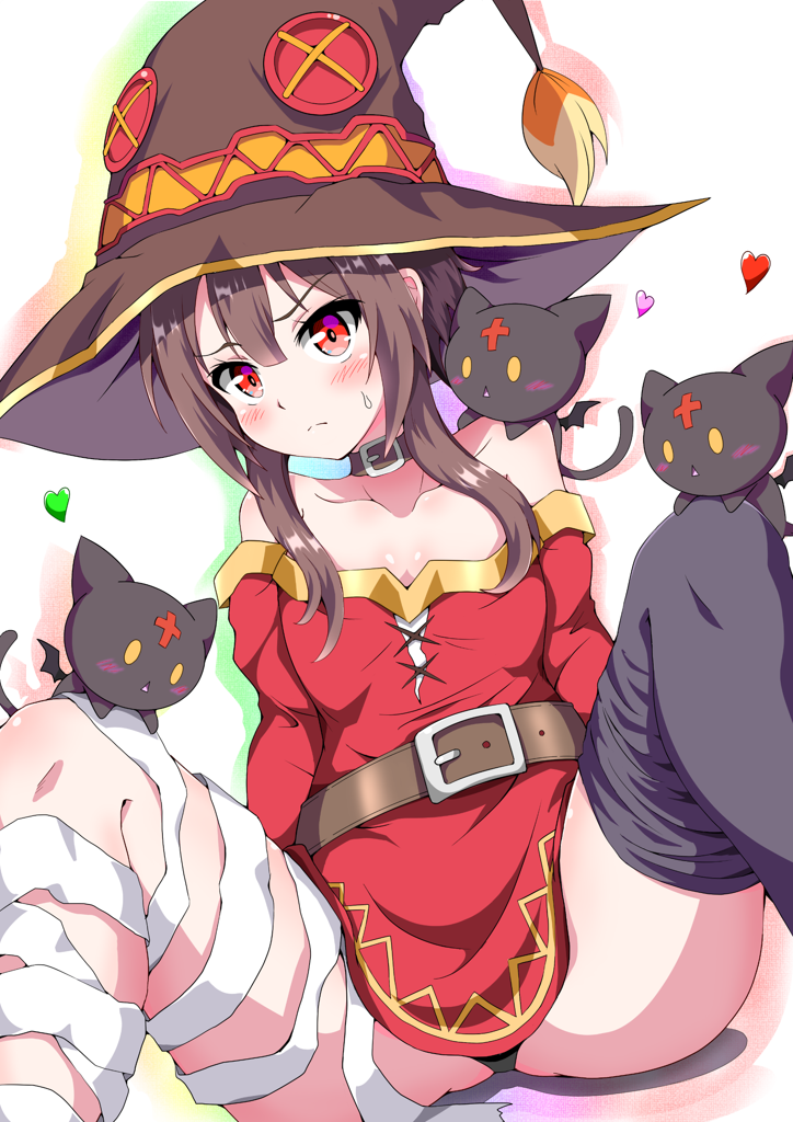 megumin and chomusuke (kono subarashii sekai ni shukufuku wo!) drawn by eggman_(ni_tamagoex)