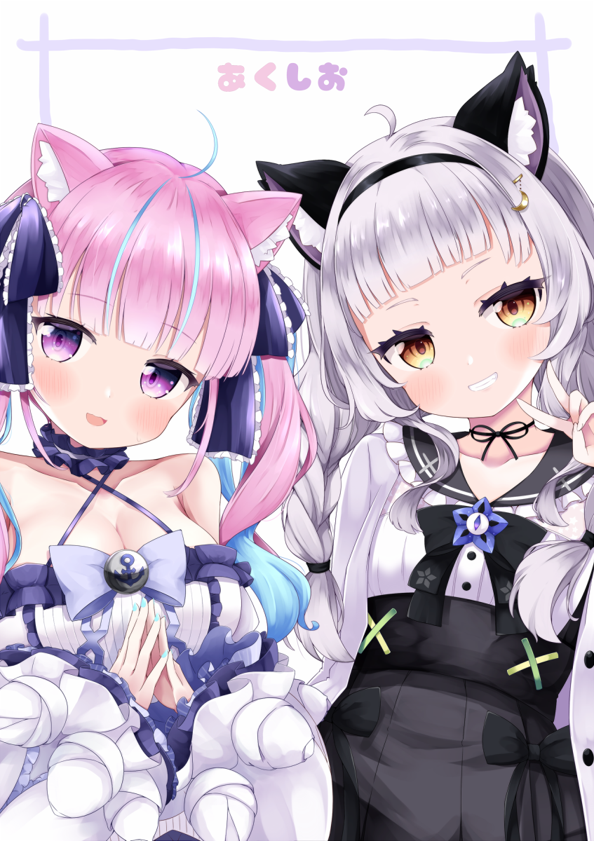 minato aqua and murasaki shion (hololive) drawn by cocozasa