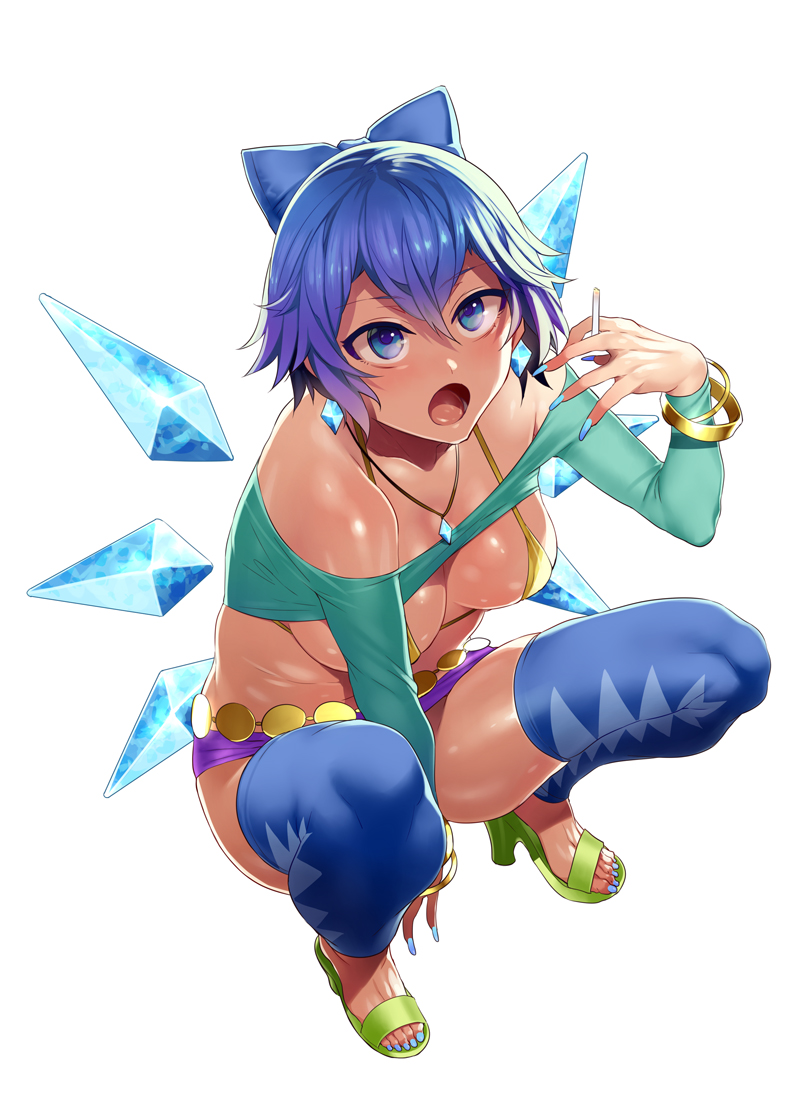 cirno and tanned cirno (touhou) drawn by mizuryu_kei
