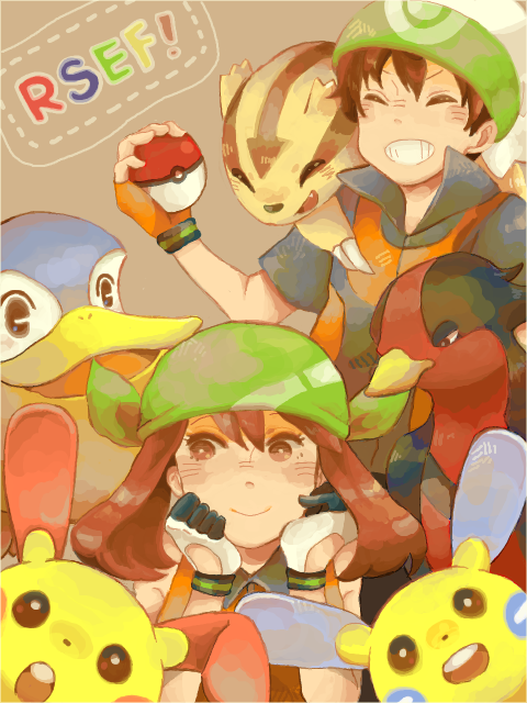 may, brendan, minun, plusle, pelipper, and 2 more (pokemon and 2 more) drawn by hacohune