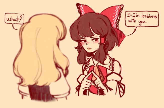 hakurei reimu and kirisame marisa (touhou) drawn by pixie_(milkywaypixies)